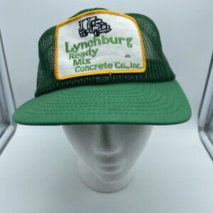 Lynchburg Ready Mix Concrete Co Inc Green Cap Trucker Hat Snap-back Vintage